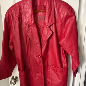 Vintage Preston & York Petites Women's Red Leather Jacket
